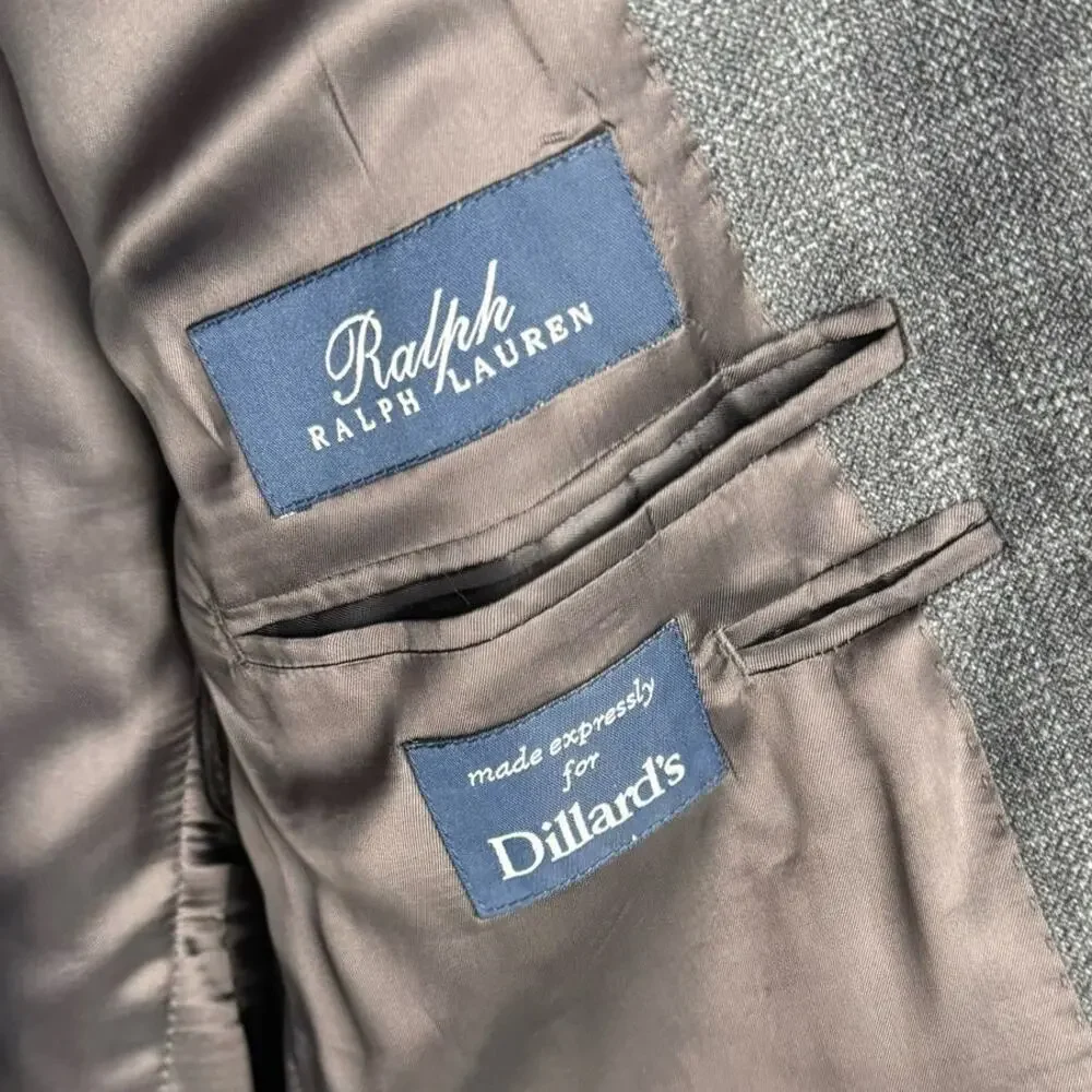 Ralph Ralph‎ Lauren Gray Plaid 100% Wool Lined Single Breasted Lined Blazer 40S